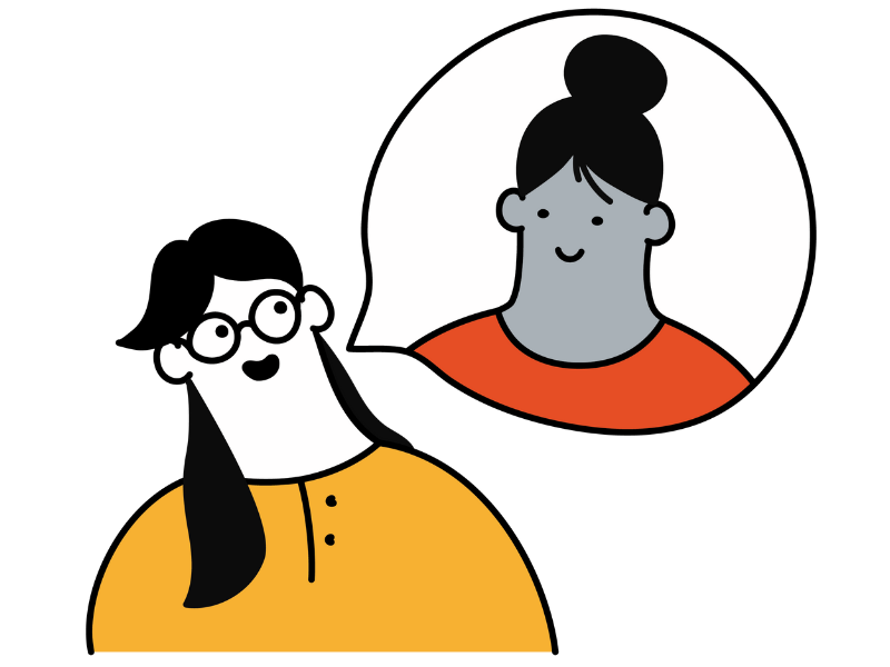 Illustration depicting two people talking