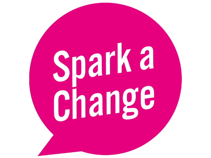 Pink version of the Spark a Change logo