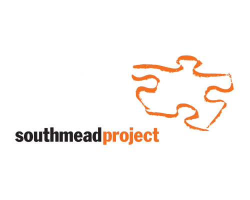 Southmead Project logo: black and orange text with an orange outline of a puzzle piece.